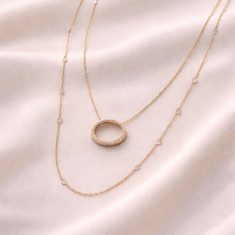Elegant Gold Layered Necklace Set (2 chains) - Picture 3 of 8